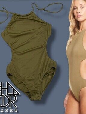 Olive Green Cutout One-Piece Swimsuit By Chaser